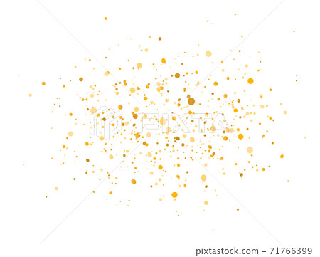 Golden glitter splash on white background. Gold sparkling confetti. Luxury holiday border. Celebration decoration border. Bright sparkles and dust. Vector illustration 71766399