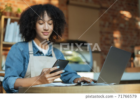 Social distancing, online order takeaway and work during coronavirus pandemic Social distancing, online order takeaway and work during coronavirus pandemic 71766579