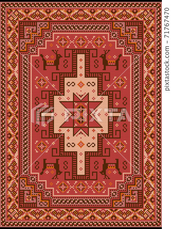 Vintage oriental carpet with red, mauve,brown,... - Stock Illustration ...