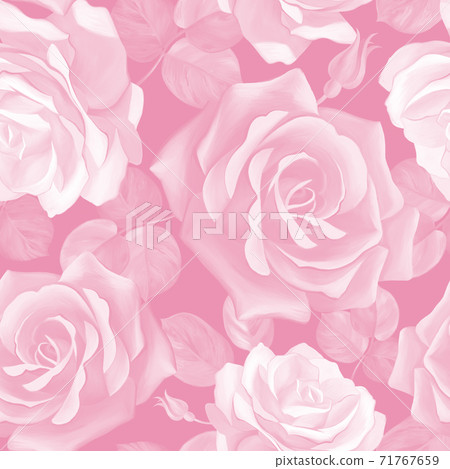 Large roses seamless pattern. Floral summer ornament. 71767659