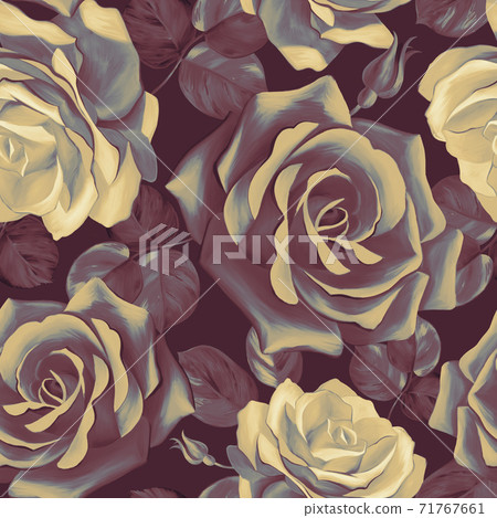 Large roses seamless pattern. Floral summer ornament. Large roses seamless pattern. Floral summer ornament. 71767661