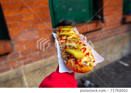 Popular street food in Poland zapiekanka close up 71768002