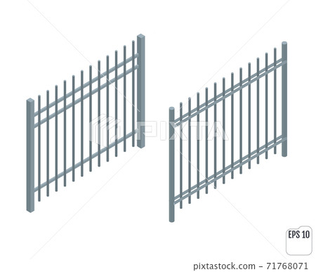 Isometric metall fence sections. Fencing constructor. 71768071