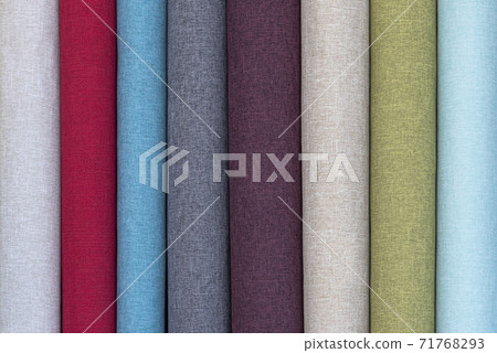 Closeup detail of multi color fabric texture samples. Closeup detail of multi color fabric texture samples. 71768293