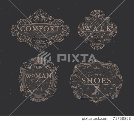 Shoes labels vintage brown 71768898