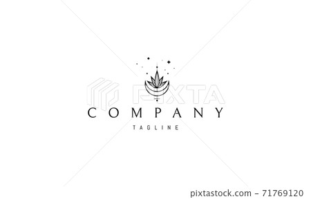 Vector logo with an abstract image of the moon and leaves on top. 71769120