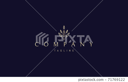 Vector golden logo on which an abstract image of a pattern of several leaves. Vector golden logo on which an abstract image of a pattern of several leaves. 71769122