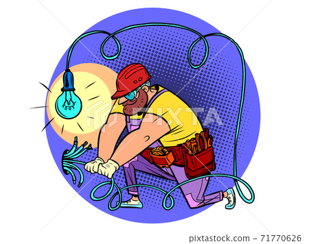 The electrician lays the wires The electrician lays the wires 71770626