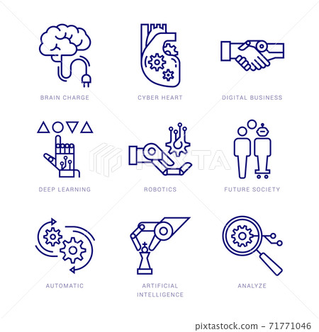 A set of vector linear icons isolated on a... - Stock Illustration ...