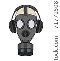 Gas mask vector Illustration with headphones 71771508