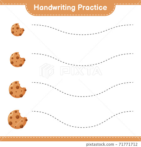 handwriting practice tracing lines of cookies stock illustration 71771712 pixta