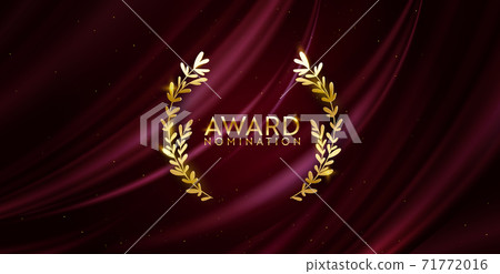 Award nomination design banner. Golden winner glitter background with laurel wreath 71772016