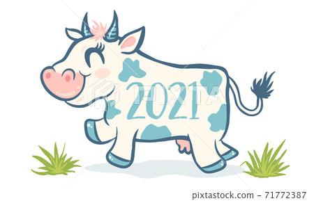 Vector cute cow like symbol 2021 year - Stock Illustration [71772387 ...