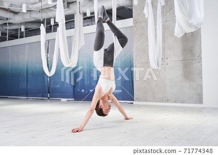 Girl Upside Down Pose On Pink Stock Photo 646160227 | Shutterstock