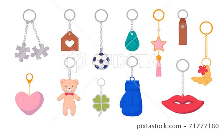 Trinket metal keychain with silver ring and breloque set 71777180