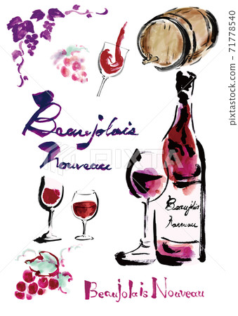 Set Of Beaujolais Nouveau And Wine Related Wine Stock Illustration Set Of Beaujolais Nouveau And Wine Related Wine Stock Illustration