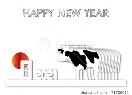 剪紙風格插圖新年賀卡 剪紙風格插圖新年賀卡 71780611