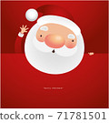 Greeting Card with Christmas Santa Claus, Vector illustration 71781501