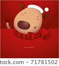 Greeting Card with Christmas reindeer, Vector illustration 71781502