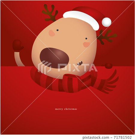 Greeting Card with Christmas reindeer, Vector illustration Greeting Card with Christmas reindeer, Vector illustration 71781502
