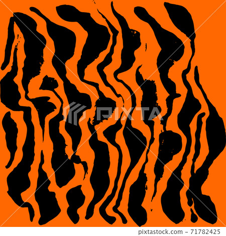 Vector illustration tiger print pattern. Orange and black hand drawn background. 71782425