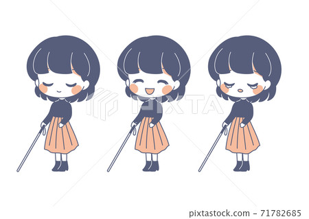 一個人with著拐杖走路的插圖集矢量 71782685