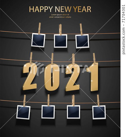 Vector New Year background with golden 3d... - Stock Illustration ...
