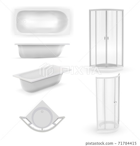 Realistic bathtub item mockup for bathroom design 71784415