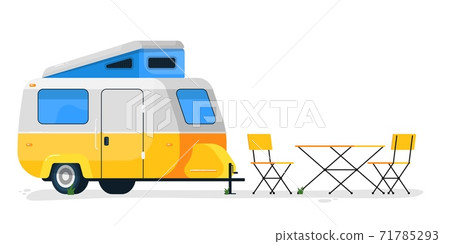 Small camping trailer. Isolated camper vehicle 71785293