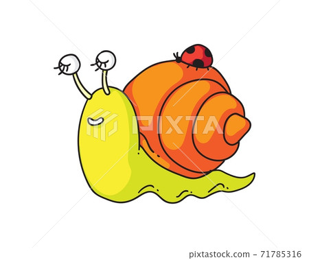 Cute snail sleeping. Isolated cute snail Cute snail sleeping. Isolated cute snail 71785316