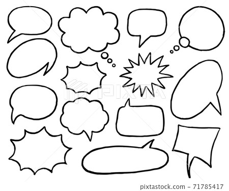 Black and white speech bubble isolated icon set 71785417