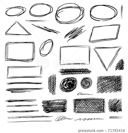 Black and white isolated scribble symbol big set Black and white isolated scribble symbol big set 71785418