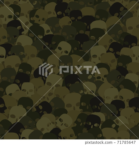 Camouflage olive and khaki scull silhouettes seamless pattern background Camouflage olive and khaki scull silhouettes seamless pattern background 71785647