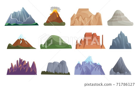 Mountain, erupting volcano, iceberg, rock 71786127