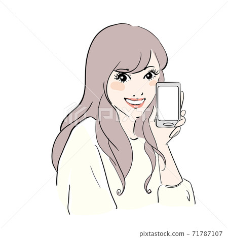Smiling woman holding a smartphone Smiling woman holding a smartphone 71787107