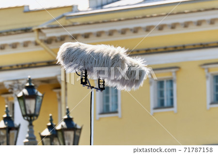 Large and professional windproof microphones close up. Large and professional windproof microphones close up. 71787158
