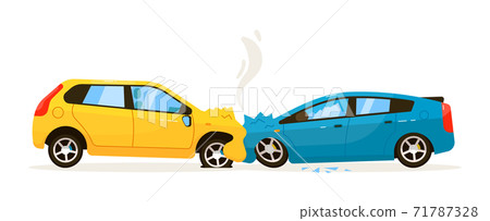 Frontal car collision isolated on white background 71787328