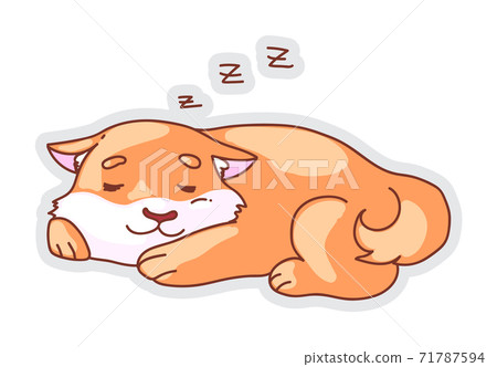 Cute sleeping dog isolated on white background - Stock Illustration  [71787594] - PIXTA