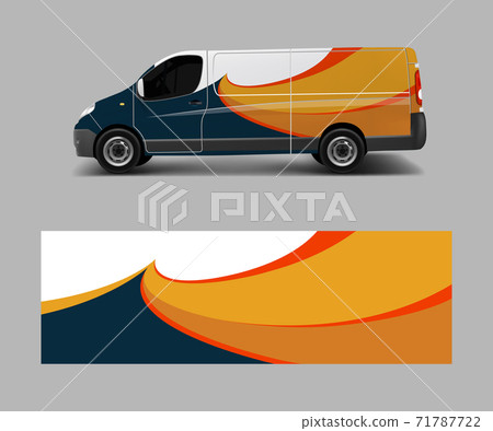 van decal wrap design vector for Company branding . Graphic wrap decal and sticker template vector 71787722