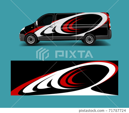 Van Wrap design template vector with wave shapes, decal, wrap, and sticker template vector 71787724