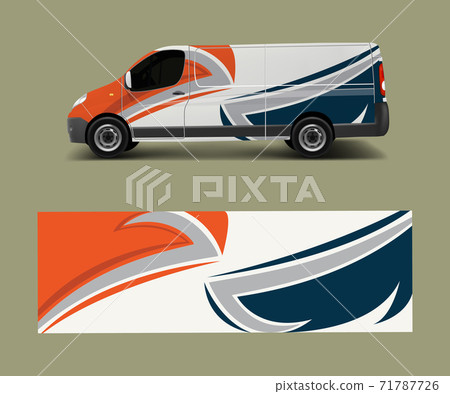 Van Wrap design template vector with wave shapes, decal, wrap, and sticker template vector 71787726