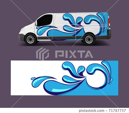 Van Wrap design template vector with wave shapes, decal, wrap, and sticker template vector 71787737