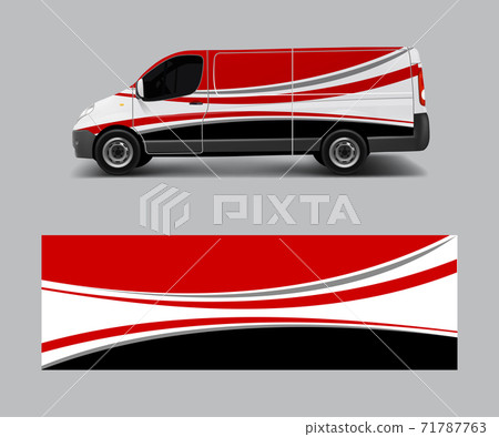Van Wrap design template vector with wave shapes, decal, wrap, and sticker template vector Van Wrap design template vector with wave shapes, decal, wrap, and sticker template vector 71787763