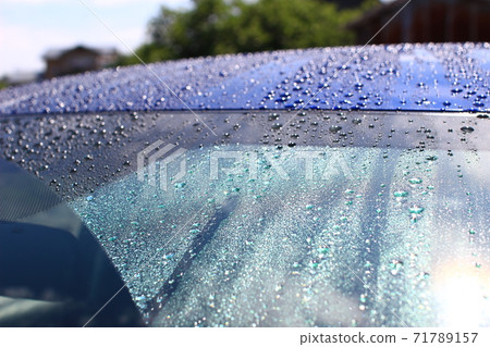 Windshield oil film that appears in the rain or when washing a car 71789157