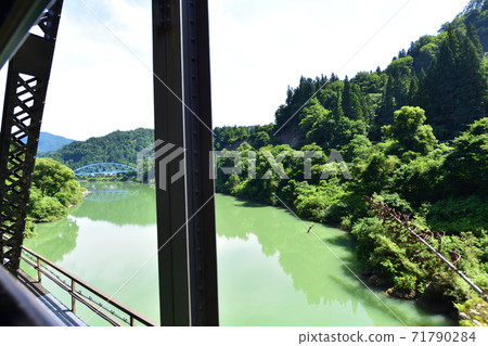 Scenery from the Tadami Line train window from Aizu-Kawaguchi Station to Aizu Station Scenery from the Tadami Line train window from Aizu-Kawaguchi Station to Aizu Station 71790284