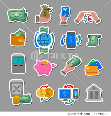 finance and banking color istickers-插圖素材 [71790688] - PIXTA圖庫