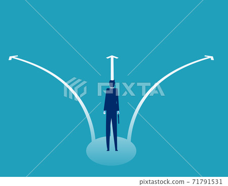 The back business person standing in front of forked ways. Business direction concept The back business person standing in front of forked ways. Business direction concept 71791531