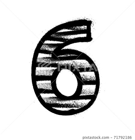 Digit 6. Graffiti alphabet with spray lines and overspray. Vector illustration 71792186