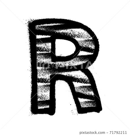 Letter R. Graffiti alphabet with spray lines and overspray. Vector illustration Letter R. Graffiti alphabet with spray lines and overspray. Vector illustration 71792211