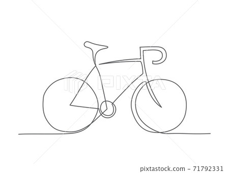Bicycle One line drawing Vector bicycle in line style on white background Bicycle One line drawing Vector bicycle in line style on white background 71792331